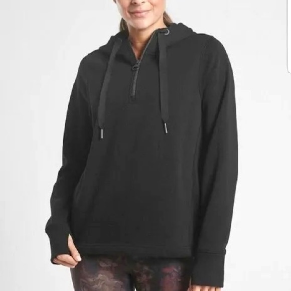 ATHLETA black hooded quarter zip sweatshirt - Picture 1 of 10